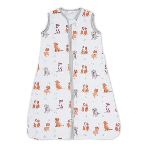 LollyBanks Sleep Sack, 100% Organic Cotton Baby Sleep Sack, 0.5 TOG Sleep Sack Lightweight, 2-Way Zipper Toddler Sleep Sack Soft, 0-6 Months Newborn Sleep Sacks for Baby Boy and Girl (Puppies Print)