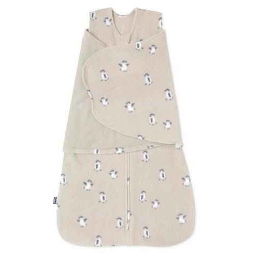 HALO Micro-Fleece Sleepsack Swaddle, 3-Way Adjustable Wearable Blanket, TOG 3.0, Penguin Pals, Newborn, 0-3 Months - Newborn (Pack of 1)