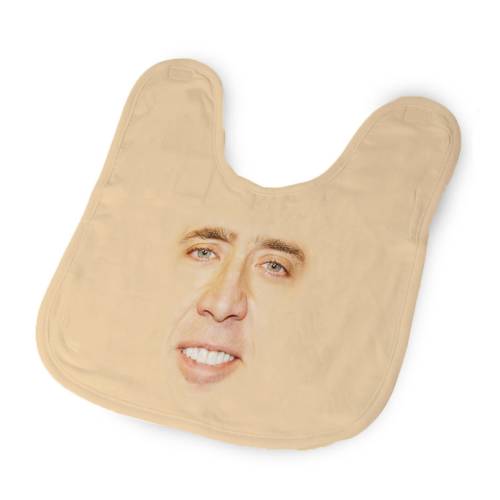 Nic Cage Creepy Face Nicolas Cage Funny Unique Infant Bib Drool Bib Baby Shower Gift New Mom Dad Parents One True God Reddit Internet meme