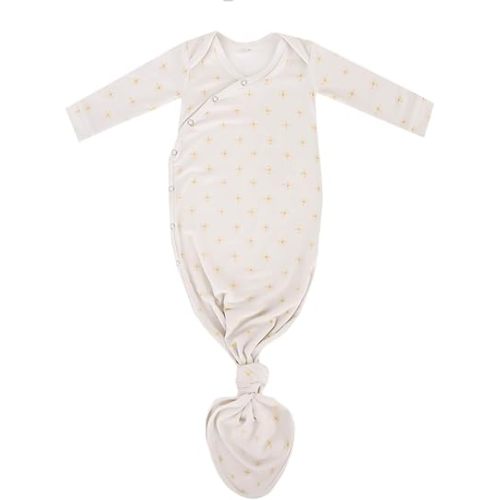 Copper Pearl Baby Gown - Knotted Newborn Sleepers for Baby Boy and Girl, Soft Stretchy Long Sleeve Infant Gowns with Bottom Tie and Hand Mittens, Perfect Hospital Coming Home Outfit (Santa Fe)