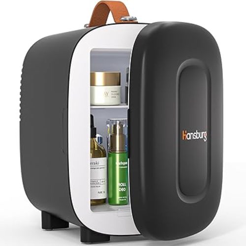 Mini Fridge for Bedroom Skincare Cooler & Warmer Portable Small Refrigerator 4 Liter/6 can with 12v AC/DC/USB Option for Food, Drinks, Makeup, Dorm, Office and Car