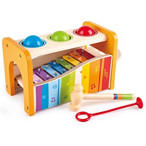 Hape Pound & Tap Bench with Slide Out Xylophone - Award Winning Durable Wooden Musical Pounding Toy for Toddlers
