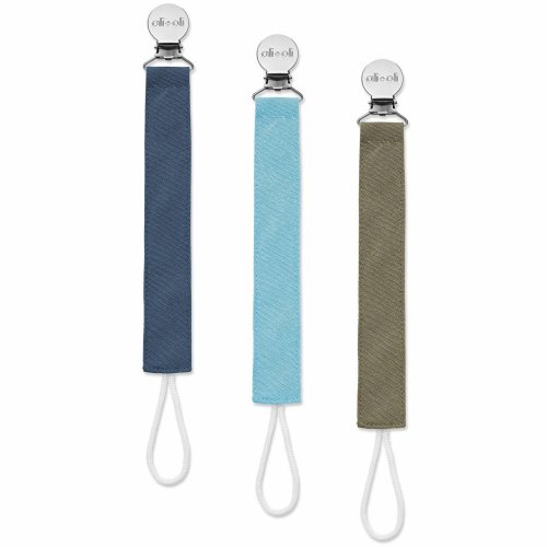 3-Pack Linen Pacifier Clips, Jake
