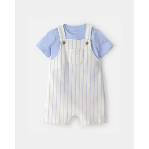 Baby 2-Piece Stripe Overall Set - Blue/Ivory | Carter's