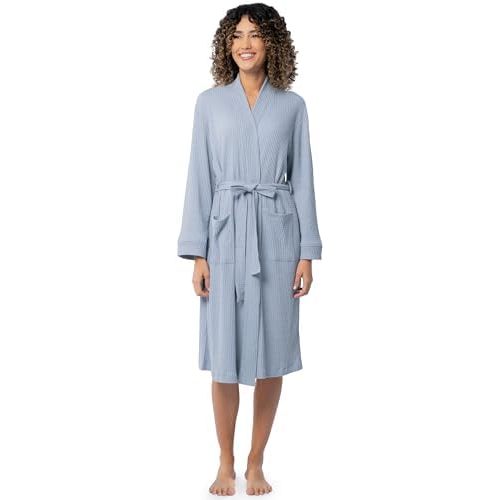Fruit of the Loom Women's Lightweight Waffle Knit Kimono Robe