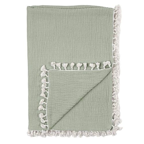 Crane Baby 6-Layer Muslin Baby Blanket with Tassle Edge - Moonstone