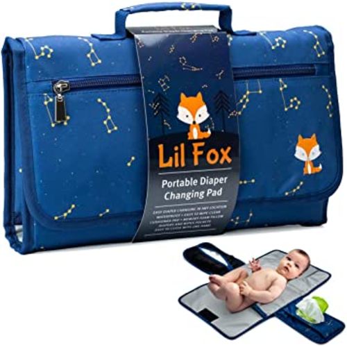 Baby Changing Pad by Lil Fox. Portable Changing Pad for Baby Diaper Bag or Changing Table Pad. One-Hand Diaper Change Pad. Baby Shower Gifts, Newborn Baby Essentials, Unisex Baby Stuff