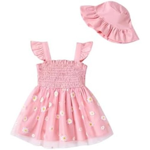 Baby Girl Clothes Toddler Girls Tulle Dress Infant Ruffle Halter Smocked Dresses Casual Sundress Summer Girls Outfit