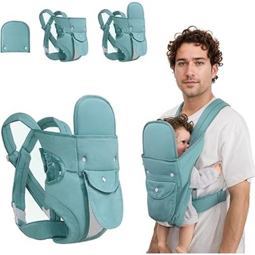 Baby Carrier Newborn to Toddler, 4-in-1 Infant Carrier Ergonomic Adjustable Holder Portable Convertible Front and Back Backpack Carry for Infants Toddlers Babies 7-45 Pounds (Baby Green)