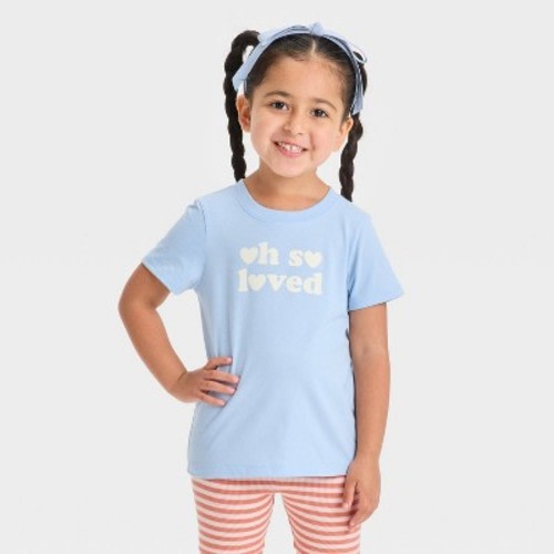 Toddler Girls' Oh So Loved Graphic T-Shirt - Cat & Jack™ Light Blue 5T