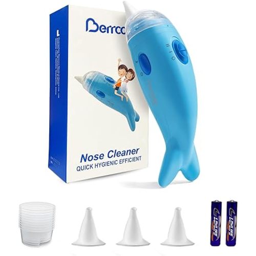Berrcom Nasal Aspirator for Baby, Electric Nose Sucker Baby Nose Cleaner Automatic Booger Sucker for Kids with Music, Adjustable Suction Level