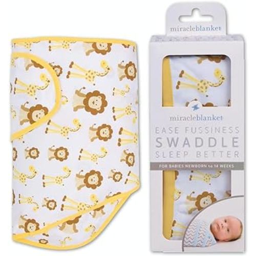 Miracle Blanket Swaddle Wrap - Boy, Girl, or Neutral Receiving Baby Blanket - Soft, Wearable Sleep Sack Essential for Newborns and Infants (Giraffes & Lions)
