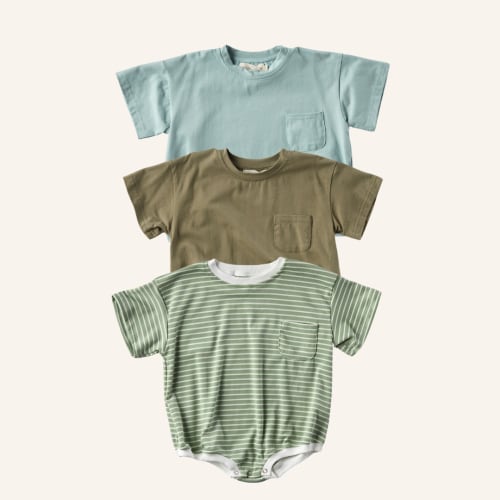Cory Pocket Romper Bundle - Blue + Green