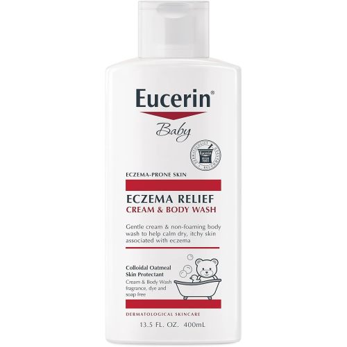 Eucerin Baby Eczema Relief Cream Body Wash, Fragrance Free Eczema Body Wash for Babies with Colloidal Oatmeal, 13.5 Fl Oz Bottle