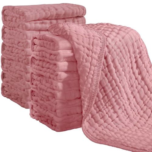Looxii Muslin Burp Cloths 100% Cotton Muslin Cloths 12 Pack Large 20''x10'' Extra Soft and Absorbent Baby Burping Cloth for Boys and Girls (Bean Paste)