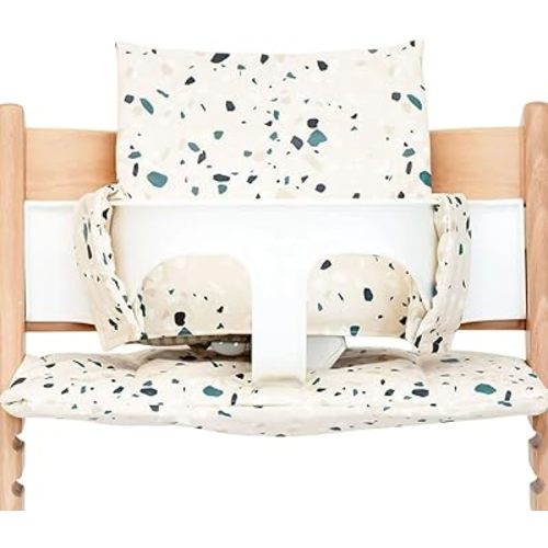 Nibble and Rest Cushion for Stokke Tripp Trapp High Chairs, Soft Padded Seat & Backrest, Baby Set Compatible, Wipeable, Machine Washable, Easy to Clean, Stylish Print(Earthy Terrazzo)