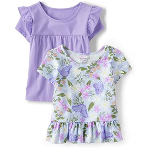 The Children's Place Baby Girls' and Toddler Short Sleeve Flutter Shirt