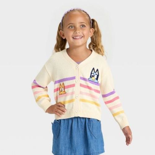 Toddler Girls' Bluey Bingo Cardigan Sweater - Ivory