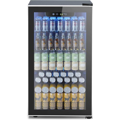 Mini Fridge 130 Can Beverage Refrigerator Cooler, 3.2 Cu.Ft Drink Fridge for Soda Wine Beer, Adjustable Temperature Control for Home Office, Black