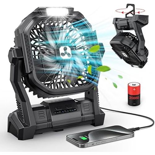ONLYNEW Portable Fan Rechargeable, 20000mAh Cordless Battery Powered Fan with LED Lantern, USB C Battery Operated for Travel Bedroom Home Camping Tent Office Beach Desk Fishing Table