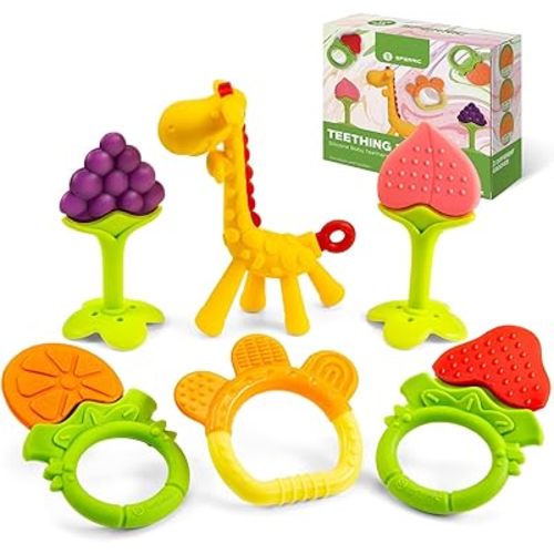 Teethers for Babies 0-6 Months - Newborn Infant Baby Teething Toys - Freezer Safe Silicone Baby Teether - Frozen Teething Toys for Babies 0-6 Months - Baby Teethers Chew Toys 6 Pack -Perfect Baby Gift