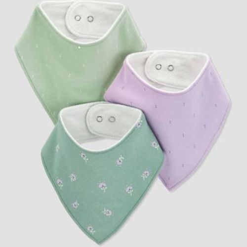 Carter's Just One You® Baby Girls' 3pk Floral Bib - Green/purple