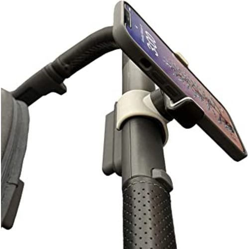 Stroller Phone Holder, Shopping Cart Phone Holder - Stable & Secure Fit on Handlebars - One-Hand Operation to Put On/Take Off Phone - 360 Degree Rotation - for All Phone Types