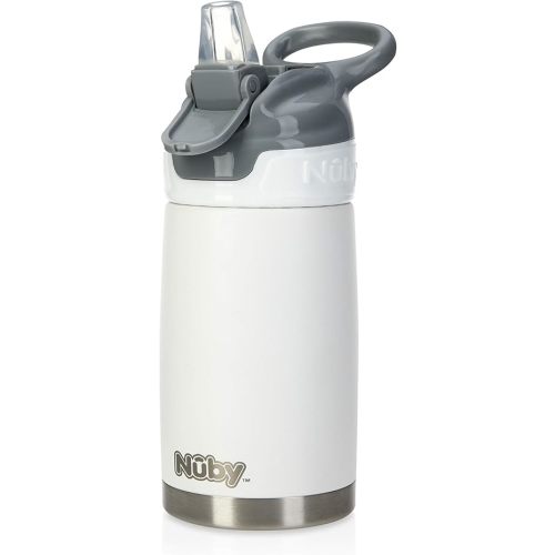 Nuby Thirsty Kids No Spill Flip-It Reflex Stainless Steel Travel Cup or Water Bottle - 10 Oz - 18+ Months - Pink