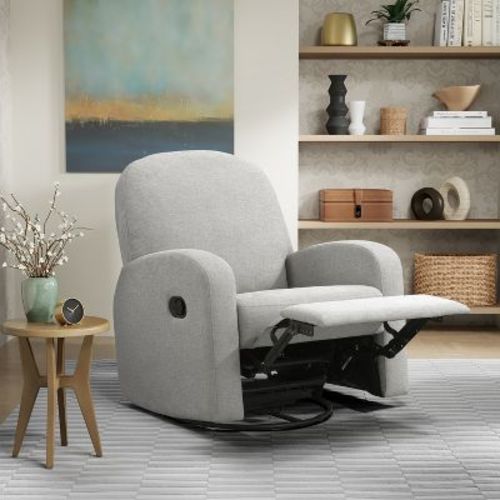 Relax-A-Lounger Martini Swivel Rocker Recliner Woven Light Gray