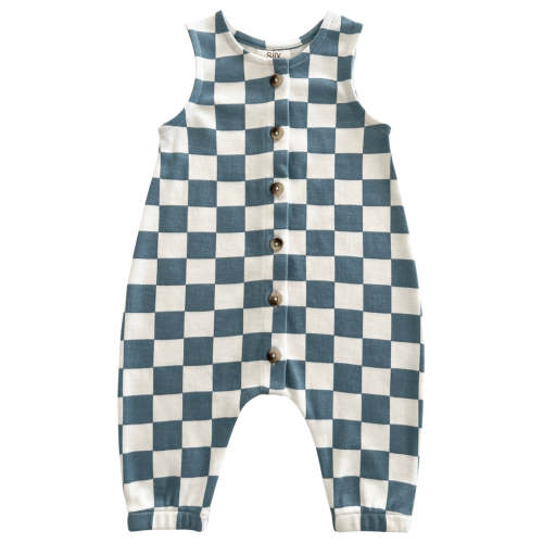 Blueberry Muffin Checkerboard / Organic Bay Jumpsuit