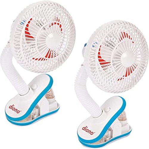 Diono Stroller Fans, Pack of 2 Clip On Baby Safe Stroller Fans with Flexible Neck for Perfect Angle, Universal Fit with Most Strollers