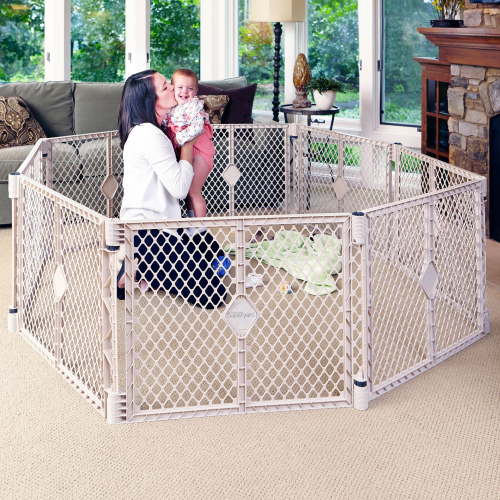 Toddleroo Superyard 8 Panel Indoor & Outdoor Baby Play Yard, Sand