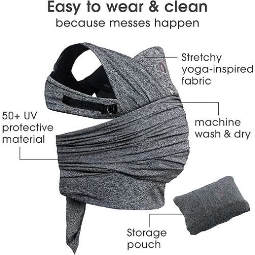 Boppy ComfyFit Adjust Baby Carrier – 8-35lbs, Heathered Gray – Hybrid Baby Carrier Newborn to Toddler with Adjustable Straps & Comfort of A Baby Wrap