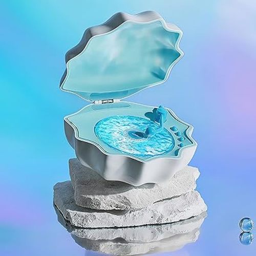 Moana-Inspired Seashell Bluetooth Speaker & Ocean Wave Projector - 7 Color Mood Lamp with Ambient Lighting for Bedroom, Living Room and Office Decor