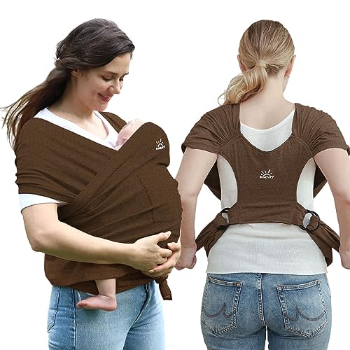 Baby Wraps Carrier, Baby Carrier Newborn to Toddler Newborn Carrier Breathable and Hands Free Baby Sling, Adjustable Infant Carriers Baby Carriers(Brown)