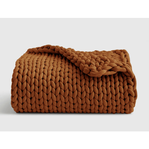 Chunky Knit Weighted Blanket in Terracotta