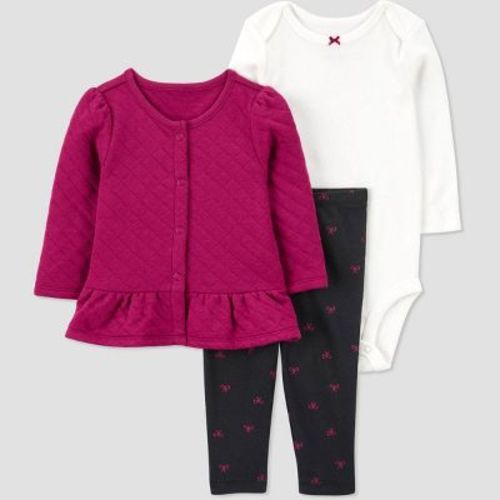 Carter's Just One You®️ Baby Girls' Floral 3pc Top & Bottom Set - Pink 3m