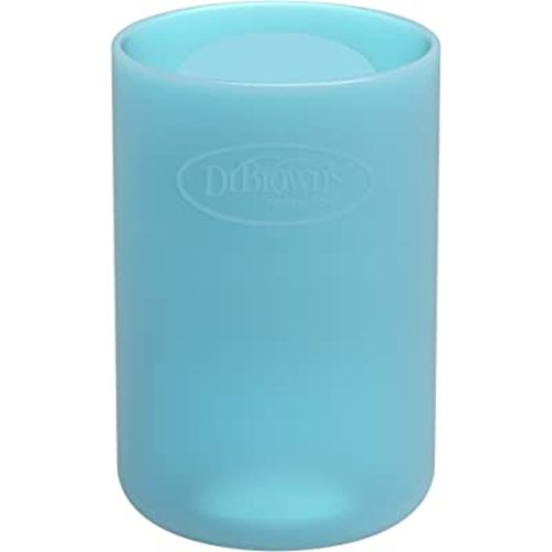 Dr. Brown's Natural Flow Options+ Glass Baby Bottle Sleeves,100% Silicone,4 oz,Narrow,Blue