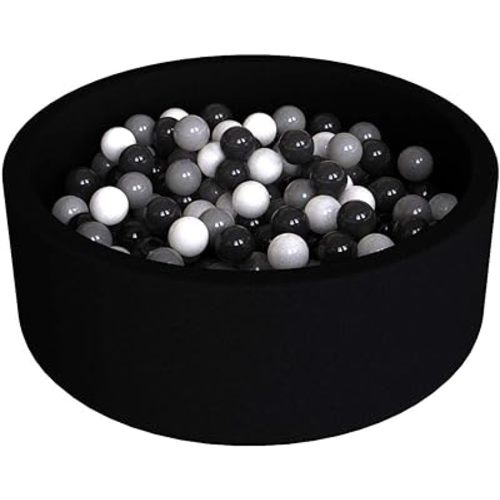 Wonder Space Deluxe Kids Round Ball Pit, Premium Handmade Kiddie Balls Pool, Soft Indoor Outdoor Nursery Baby Playpen, Ideal Gift Play Toy for Children Toddler Infant Boys and Girls (Black)
