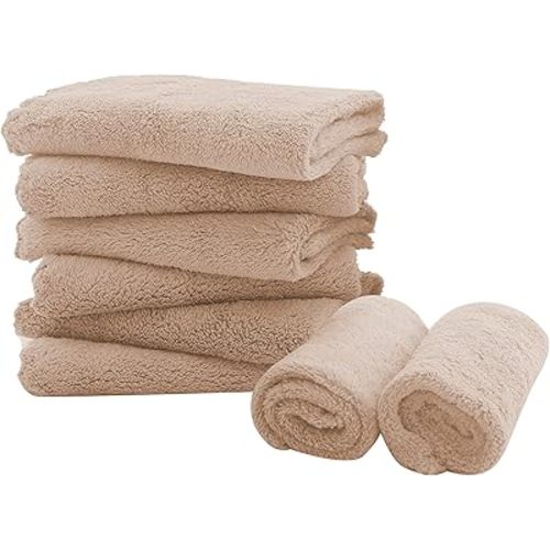 8 Pack Burp Cloths for Baby - 20" by 10" Ultra Absorbent Burping Cloth, Newborn Towel - Milk Spit Up Rags - Burpy Cloths for Unisex, Boy, Girl - Burp Cloths Set (Brown)