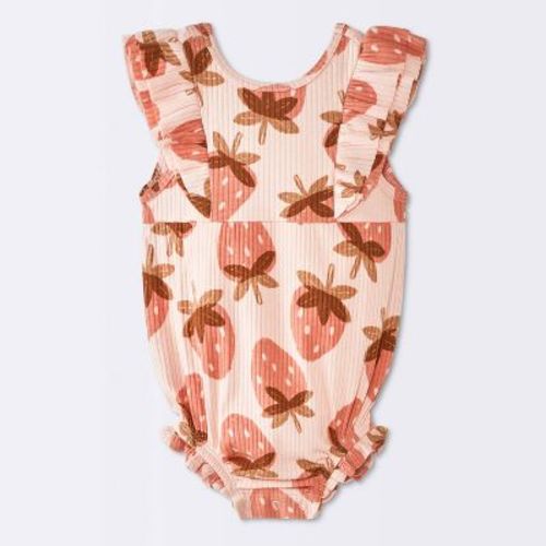 Baby Girls' Strawberry Ruffle Tank Romper - Cloud Island™ Light Pink Newborn