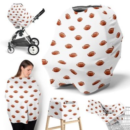 Sweet Jojo Designs Boy 5-in-1 Multi Use Baby Nursing Cover Watercolor Sports Theme Brown and White