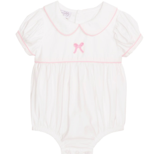Poplin Bow Bubble 0-3M Crochet Embroidery Outfit | Mud Pie