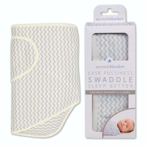 Miracle Blanket Swaddle Wrap - Boy, Girl, or Neutral Receiving Baby Blanket - Soft, Wearable Sleep Sack Essential for Newborns and Infants (Chevrons with Yellow Trim)