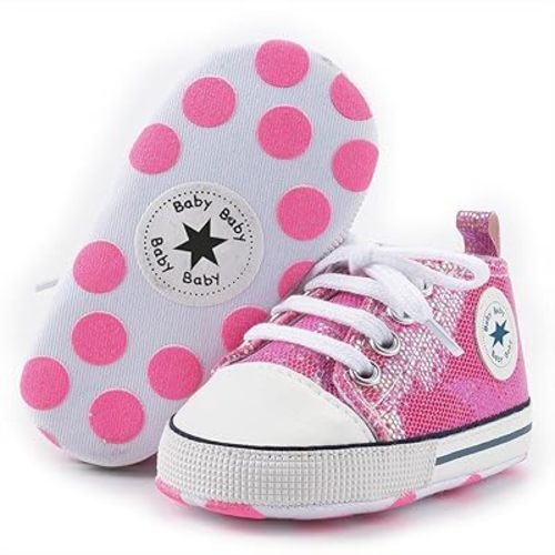 Unisex Baby Girls Boys Canvas High-top Shoes, Newborn Infant Anti-Slip Soft Sole Frist Walking Breathable Sneakers