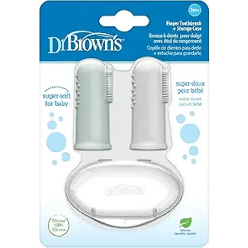 Dr. Brown's 100% Silicone Baby Finger Toothbrush and Toothpaste Set, 2-Pack Toothbrush & Infant-to-Toddler Training Toothbrush, Soft for Baby's First Teeth, Giraffe, 0-3 Years