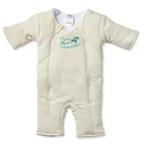Baby Merlin's Magic Sleepsuit - Cotton Baby Swaddle Transition Product - Soft and Breathable Design, Double Zipper for Easy Diaper Changes, Promotes Safe Sleep - Cream - Small 12-18lbs