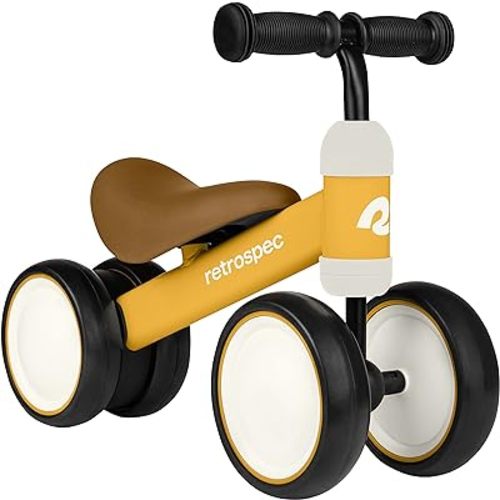 Retrospec Cricket Baby Walker Balance Bike with 4 Wheels for Ages 12-24 Months - Toddler Bicycle Toy for 1 Year Old’s - Ride On Toys for Boys and Girls - One Size (Sunflower)