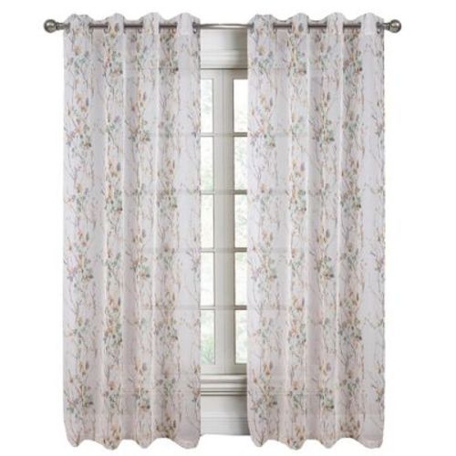 RT Designers Collection Amelia Printed Doily Grommet Light Filtering Curtain Panels for Bedroom 54" x 84" Sage