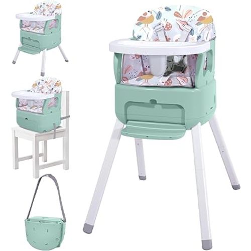4 in 1 Portable Baby Highchair Convertible Highchair for Babies and Toddlers - Foldable Carry Small Box, High Chair, Infant Booster Seat, Dining Chair, Easy to Carry and Store(Green)